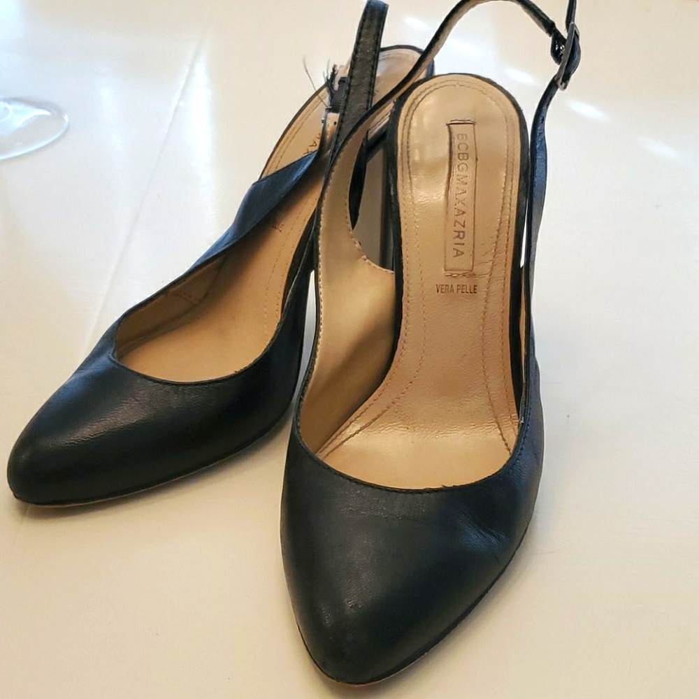 BCBG Maxazria Black slingback pumps